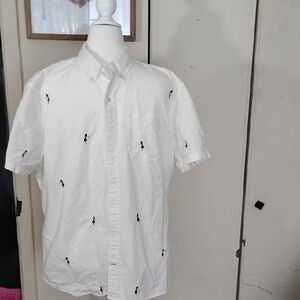 GAP White Men's Shirt with Hula Dancer Embroidery